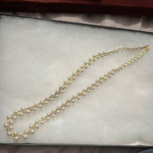 Elegant Gold and White Pearl Necklace